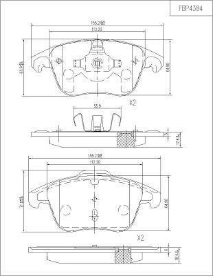 FI.BA FBP4384 - Bremžu uzliku kompl., Disku bremzes autospares.lv