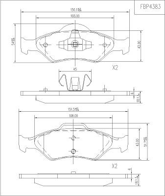 FI.BA FBP4383 - Bremžu uzliku kompl., Disku bremzes autospares.lv