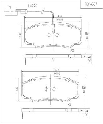 FI.BA FBP4387 - Brake Pad Set, disc brake www.autospares.lv