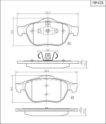 FI.BA FBP4326 - Тормозные колодки, дисковые, комплект www.autospares.lv