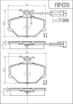 FI.BA FBP4235 - Тормозные колодки, дисковые, комплект www.autospares.lv