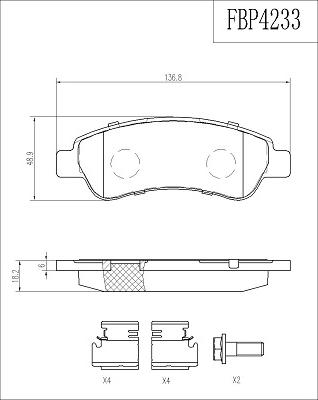 FI.BA FBP4233 - Тормозные колодки, дисковые, комплект www.autospares.lv