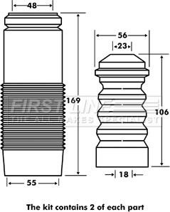 First Line FPK7047 - Putekļu aizsargkomplekts, Amortizators www.autospares.lv