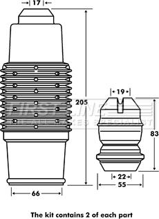 First Line FPK7057 - Putekļu aizsargkomplekts, Amortizators www.autospares.lv