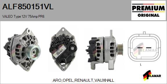 FLAMAR ALF850151VL - Ģenerators www.autospares.lv