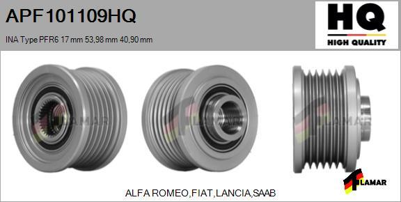 FLAMAR APF101109HQ - Шкив генератора, муфта www.autospares.lv