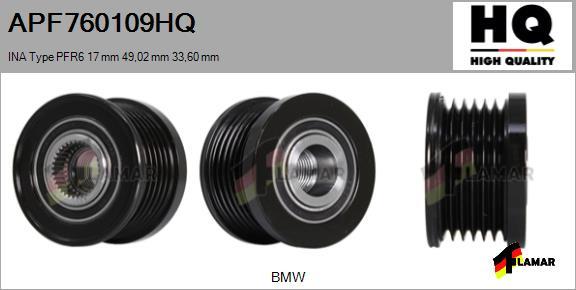 FLAMAR APF760109HQ - Шкив генератора, муфта www.autospares.lv