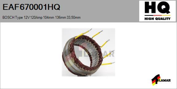 FLAMAR EAF670001HQ - Stator, alternator www.autospares.lv