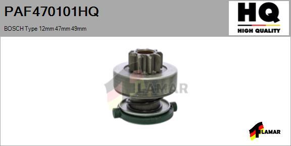 FLAMAR PAF470101HQ
 - Pinion, bendix, starter www.autospares.lv