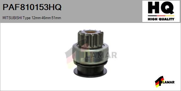 FLAMAR PAF810153HQ
 - Pinion, bendix, starter www.autospares.lv