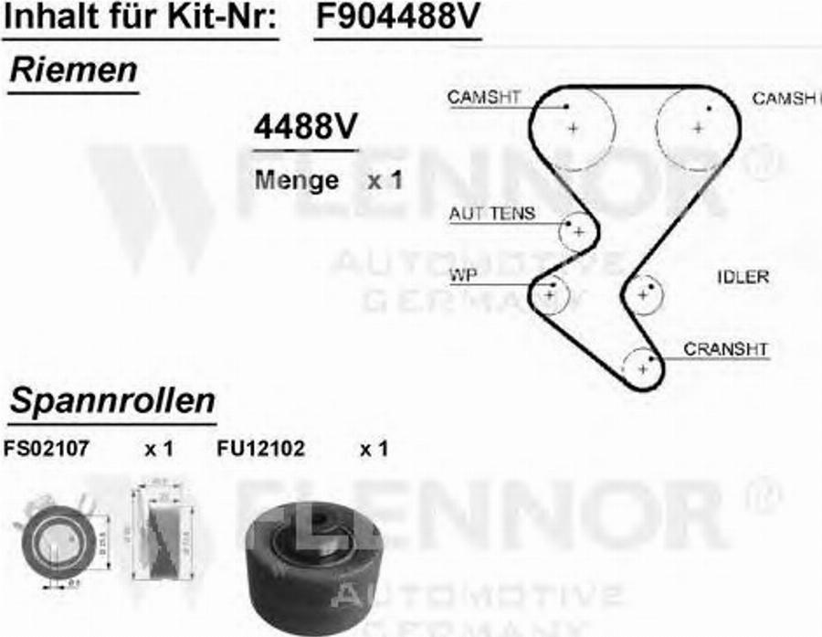 Flennor F904488V - Timing Belt Set www.autospares.lv