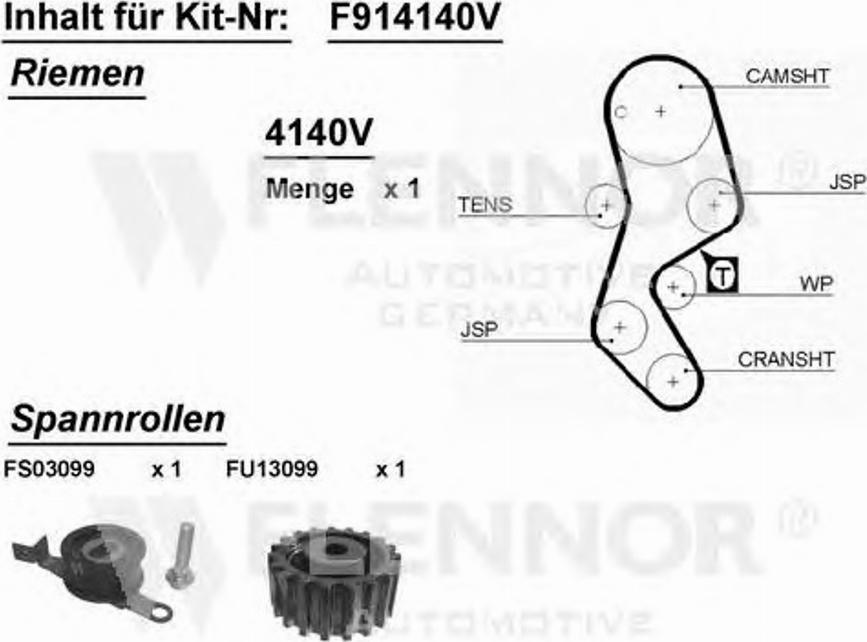 Flennor F914140V - Timing Belt Set www.autospares.lv