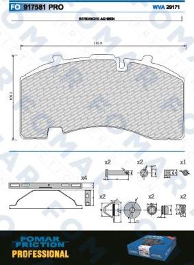 FOMAR Friction FO 917581 - Bremžu uzliku kompl., Disku bremzes www.autospares.lv