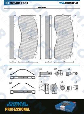 FOMAR Friction FO 925481 - Bremžu uzliku kompl., Disku bremzes www.autospares.lv