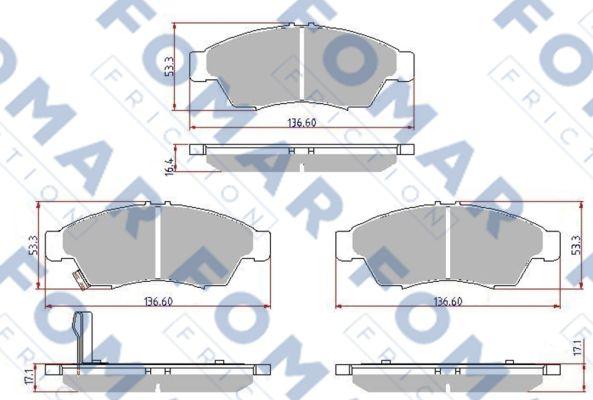 FOMAR Friction FO 923881 - Тормозные колодки, дисковые, комплект www.autospares.lv