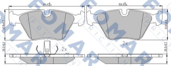 FOMAR Friction FO 927381 - Тормозные колодки, дисковые, комплект www.autospares.lv