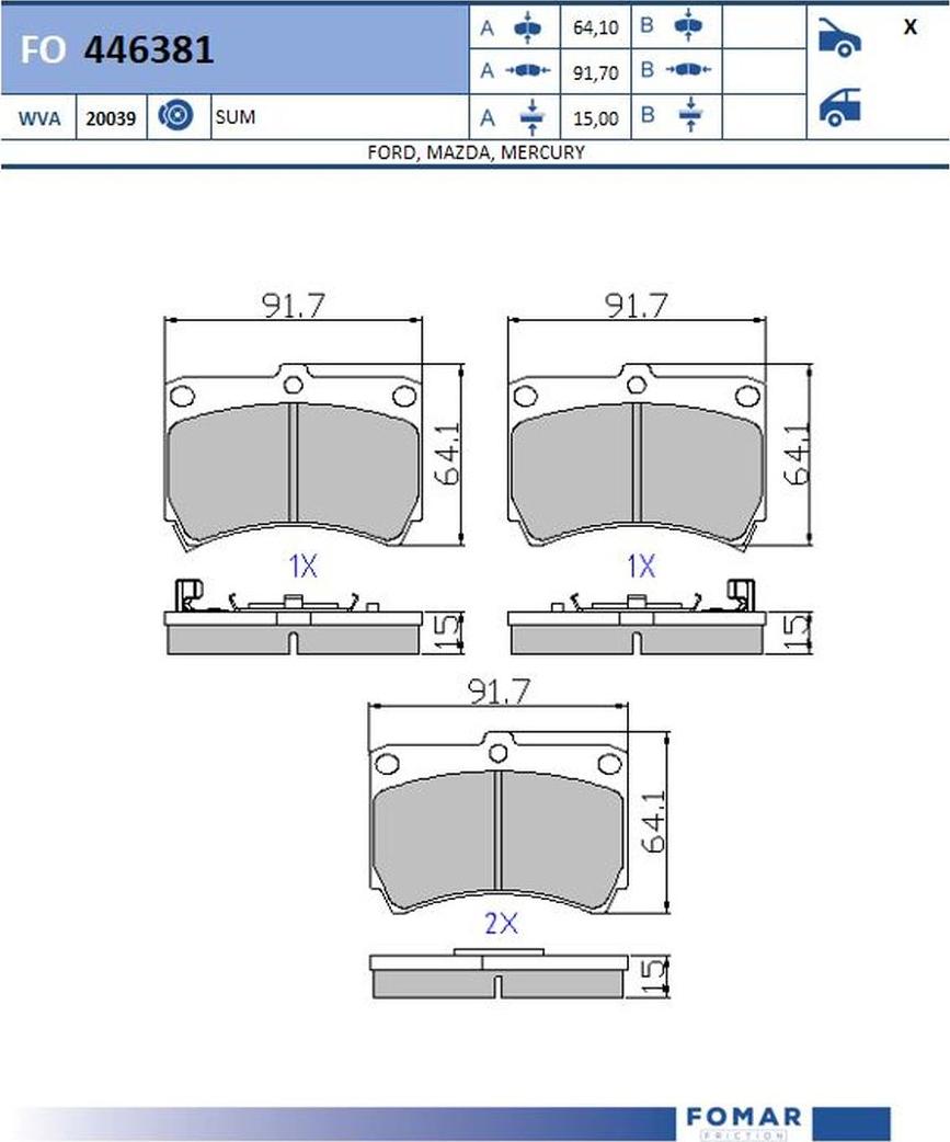 FOMAR Friction FO446381 - Bremžu uzliku kompl., Disku bremzes www.autospares.lv