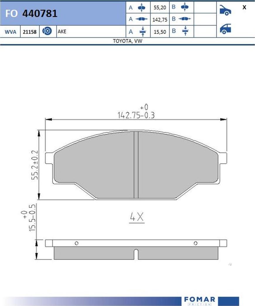 FOMAR Friction FO440781 - Bremžu uzliku kompl., Disku bremzes www.autospares.lv