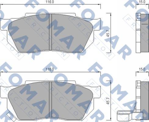 FOMAR Friction FO 447581 - Тормозные колодки, дисковые, комплект www.autospares.lv