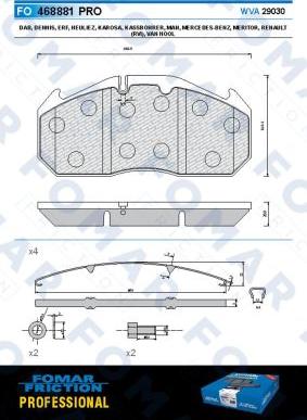 FOMAR Friction FO 468881 - Bremžu uzliku kompl., Disku bremzes www.autospares.lv