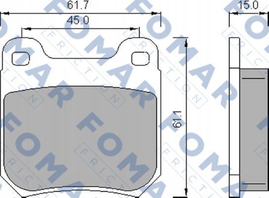 FOMAR Friction FO 468781 - Тормозные колодки, дисковые, комплект www.autospares.lv