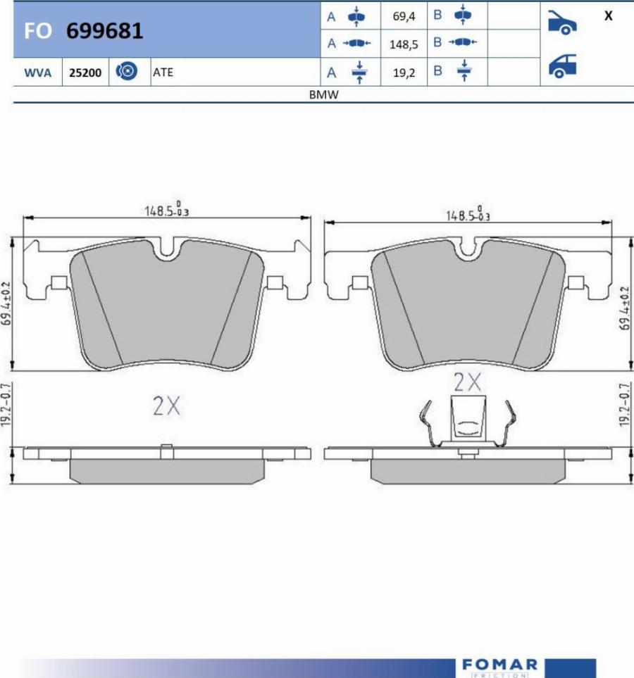 FOMAR Friction FO 699681 - Bremžu uzliku kompl., Disku bremzes www.autospares.lv