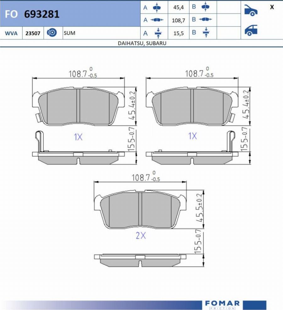 FOMAR Friction FO693281 - Bremžu uzliku kompl., Disku bremzes www.autospares.lv