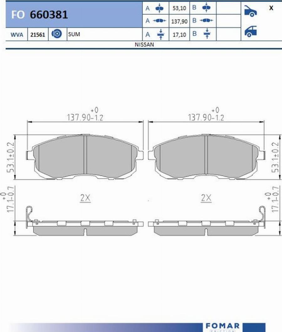 FOMAR Friction FO660381 - Bremžu uzliku kompl., Disku bremzes www.autospares.lv