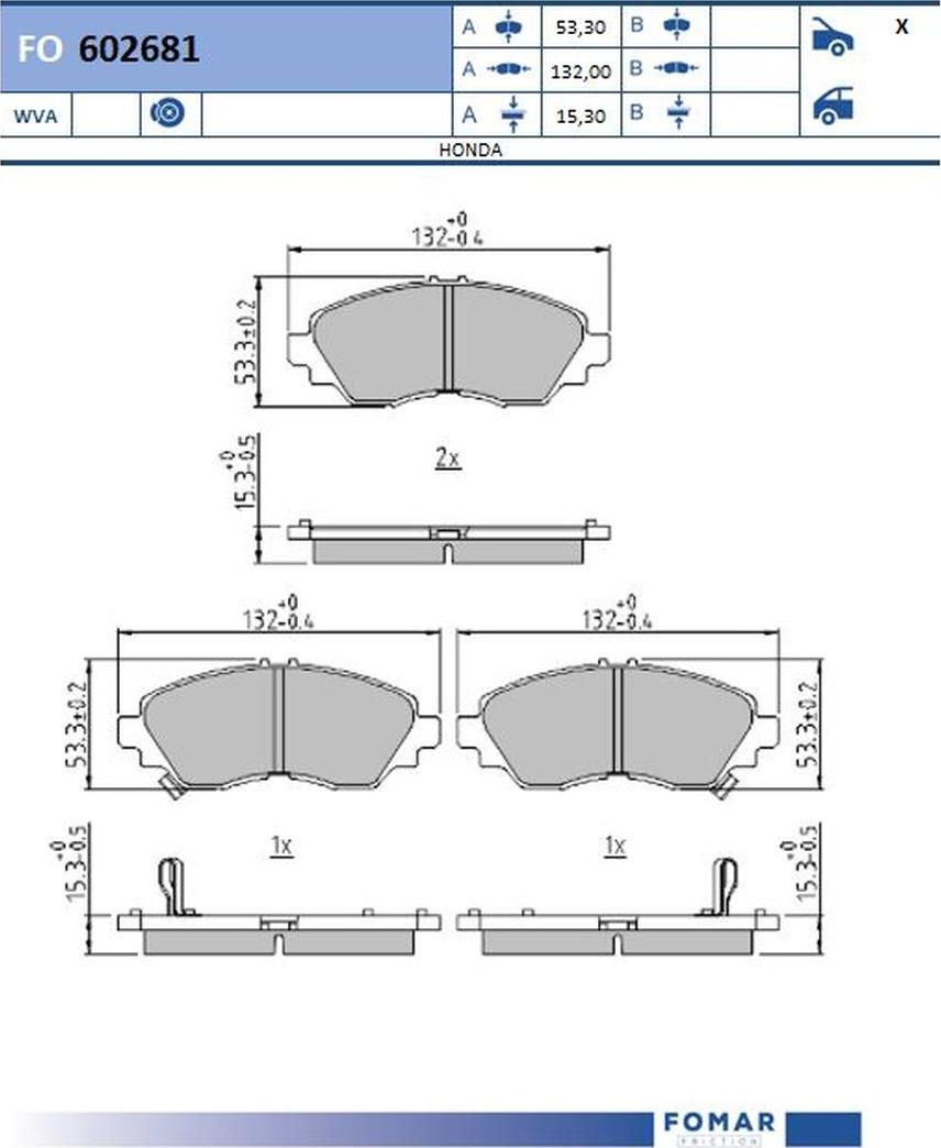 FOMAR Friction FO 602681 - Bremžu uzliku kompl., Disku bremzes www.autospares.lv