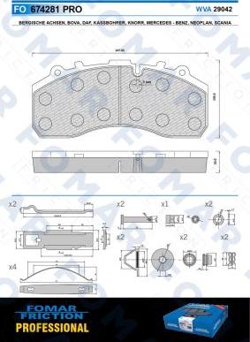 FOMAR Friction FO 674281 - Bremžu uzliku kompl., Disku bremzes www.autospares.lv