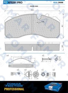 FOMAR Friction FO 675281 - Bremžu uzliku kompl., Disku bremzes www.autospares.lv