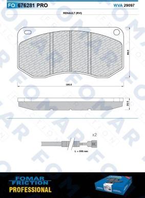 FOMAR Friction FO 676281 - Brake Pad Set, disc brake www.autospares.lv