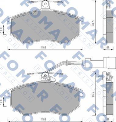 FOMAR Friction FO 670281 - Тормозные колодки, дисковые, комплект www.autospares.lv