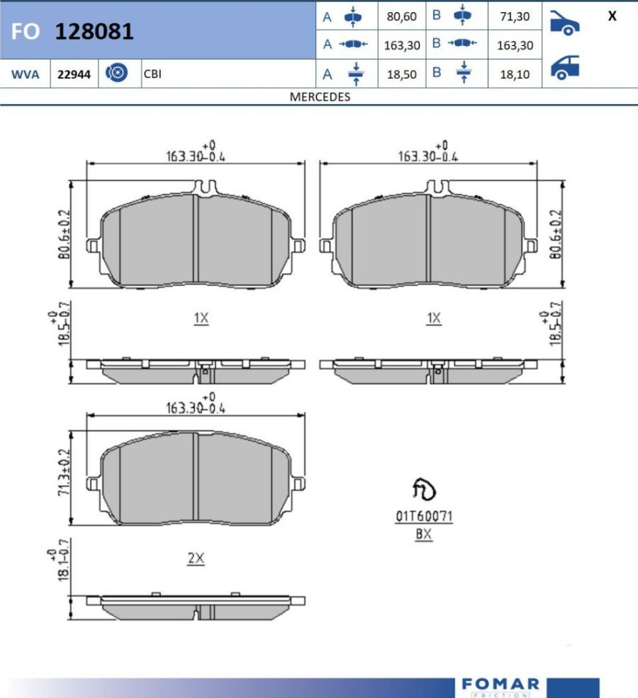 FOMAR Friction FO 128081 - Bremžu uzliku kompl., Disku bremzes www.autospares.lv