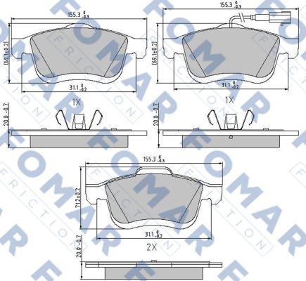 FOMAR Friction FO 894881 - Bremžu uzliku kompl., Disku bremzes www.autospares.lv