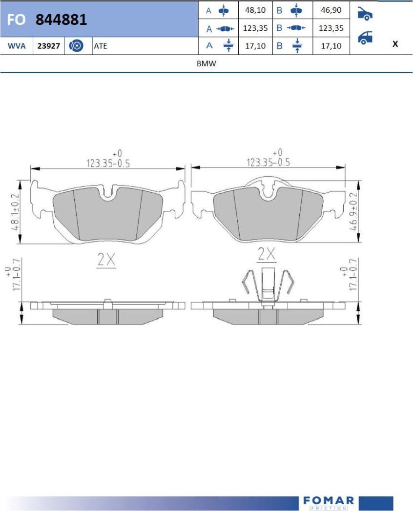 FOMAR Friction FO 844881 - Bremžu uzliku kompl., Disku bremzes www.autospares.lv