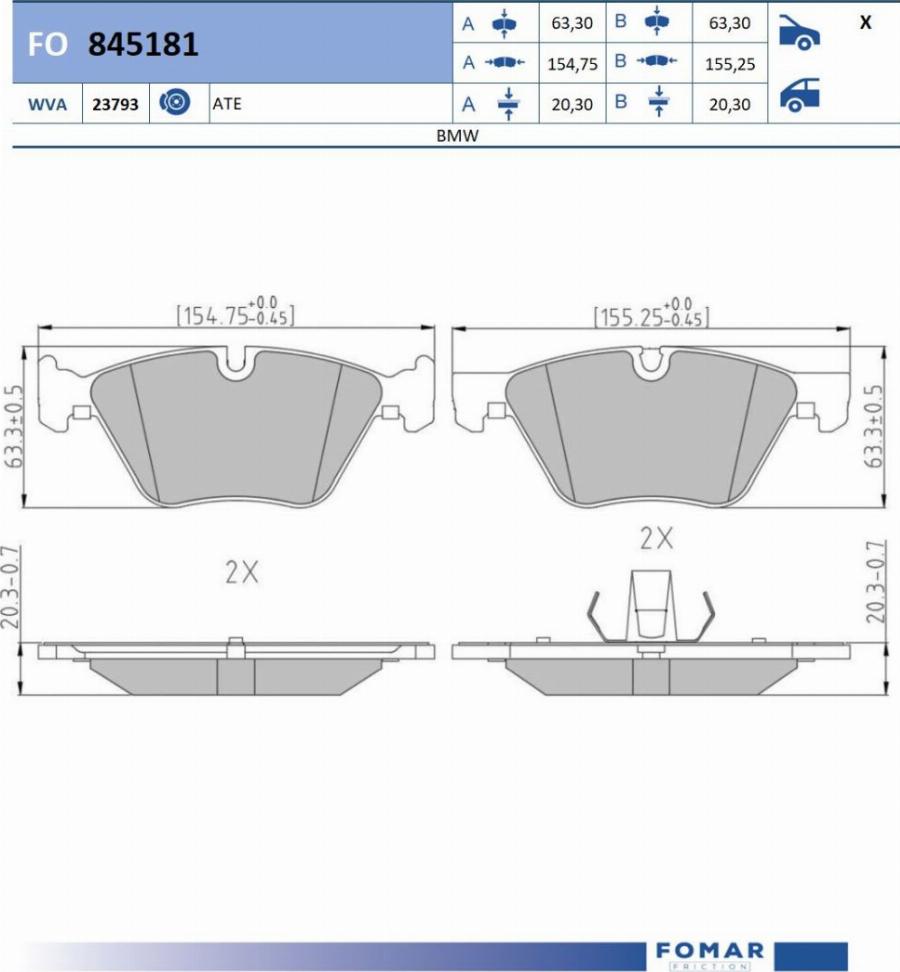 FOMAR Friction FO 845181 - Bremžu uzliku kompl., Disku bremzes www.autospares.lv