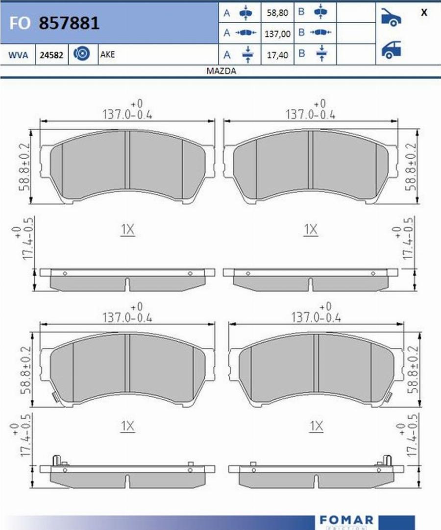 FOMAR Friction FO 857881 - Bremžu uzliku kompl., Disku bremzes www.autospares.lv