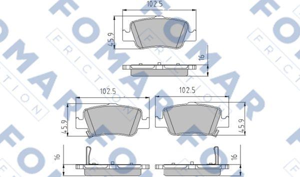 FOMAR Friction FO 862581 - Тормозные колодки, дисковые, комплект www.autospares.lv