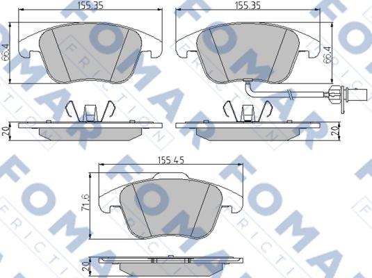 FOMAR Friction FO 862381 - Тормозные колодки, дисковые, комплект www.autospares.lv