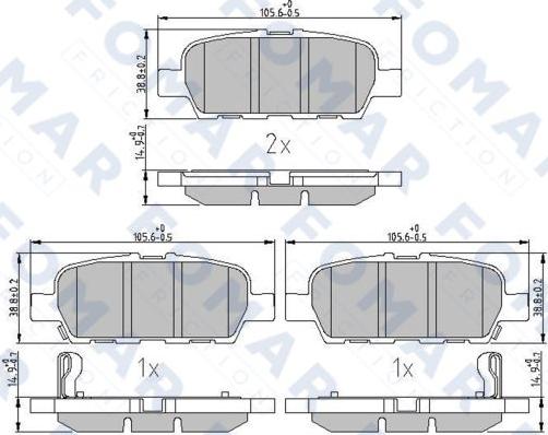 FOMAR Friction FO 809681 - Bremžu uzliku kompl., Disku bremzes www.autospares.lv