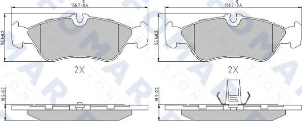 FOMAR Friction FO 886281 - Тормозные колодки, дисковые, комплект www.autospares.lv