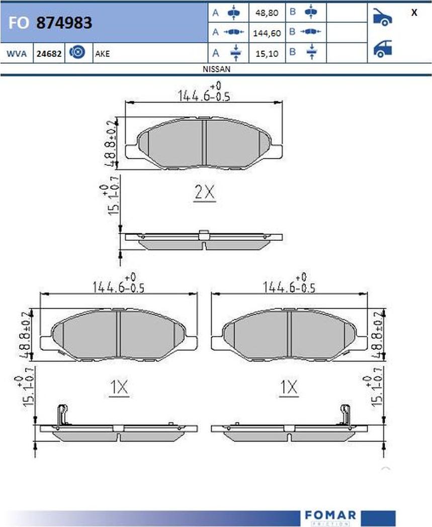 FOMAR Friction FO 874983 - Bremžu uzliku kompl., Disku bremzes www.autospares.lv