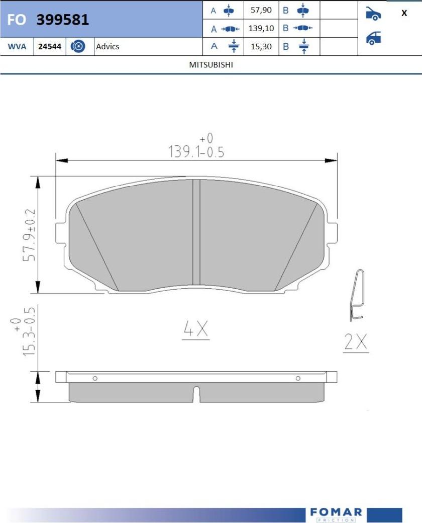 FOMAR Friction FO 399581 - Bremžu uzliku kompl., Disku bremzes www.autospares.lv