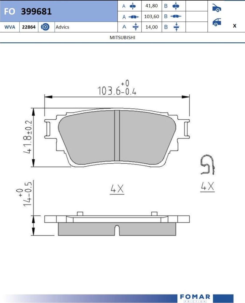 FOMAR Friction FO 399681 - Bremžu uzliku kompl., Disku bremzes www.autospares.lv