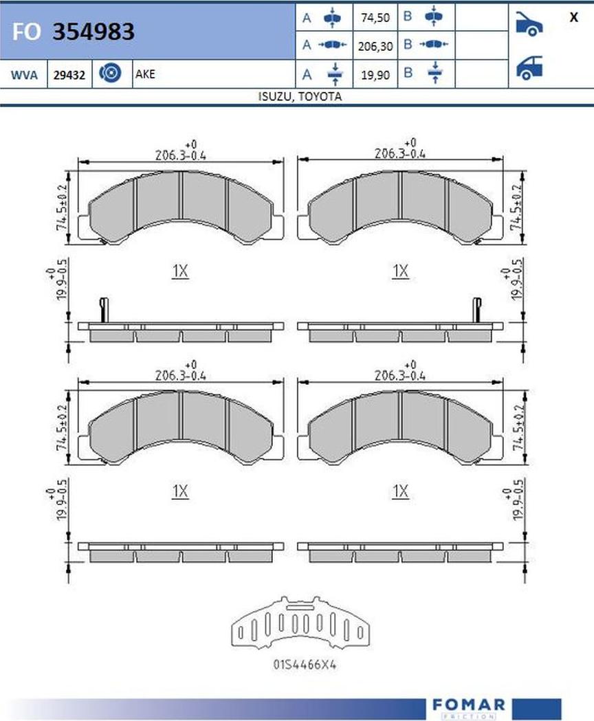 FOMAR Friction FO 354983 - Bremžu uzliku kompl., Disku bremzes www.autospares.lv