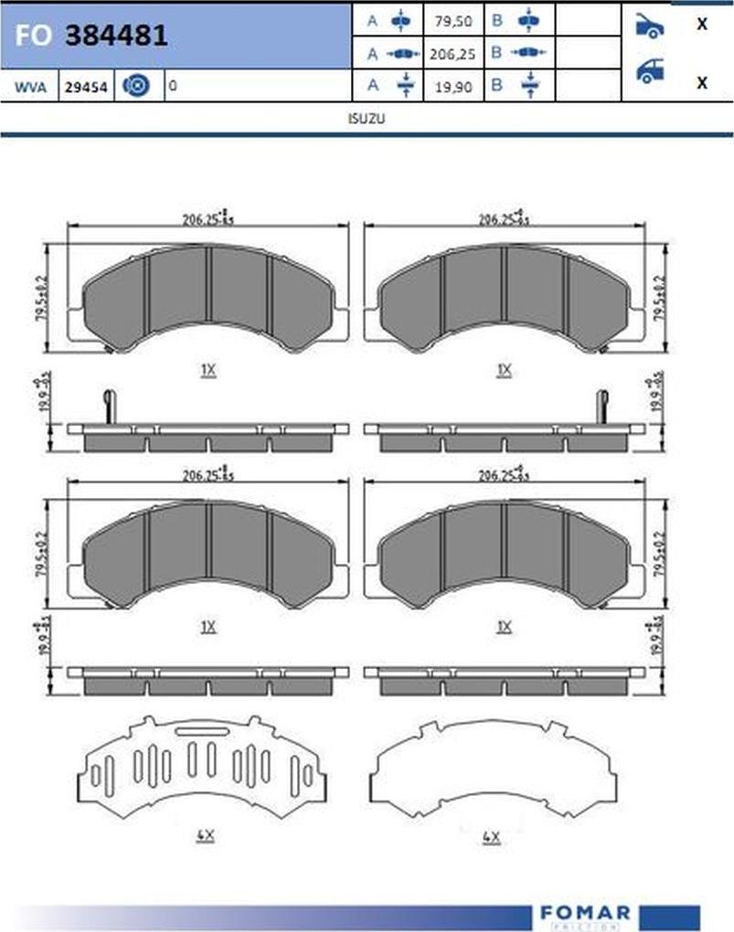 FOMAR Friction FO 384481 - Bremžu uzliku kompl., Disku bremzes www.autospares.lv