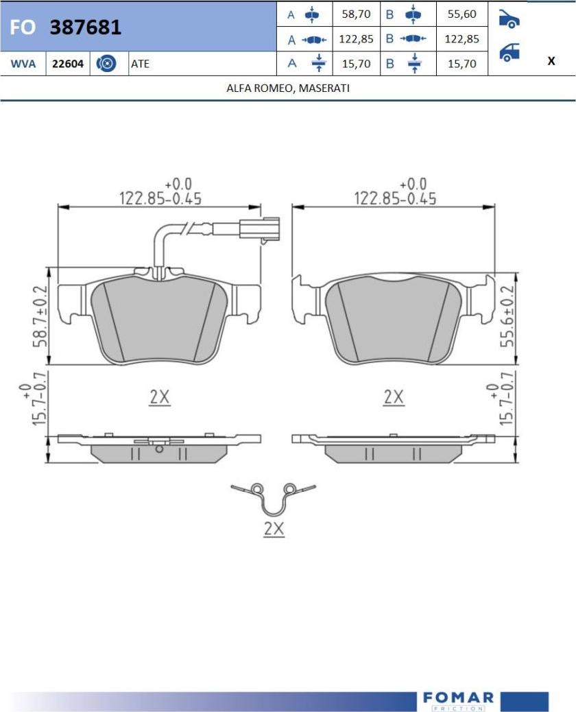 FOMAR Friction FO 387681 - Bremžu uzliku kompl., Disku bremzes www.autospares.lv