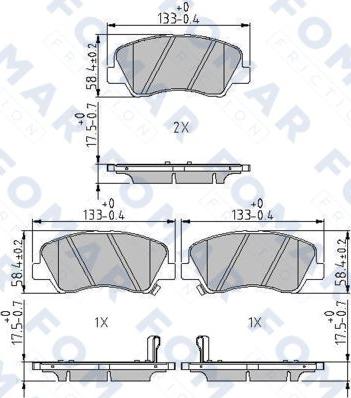 FOMAR Friction FO 246881 - Тормозные колодки, дисковые, комплект www.autospares.lv