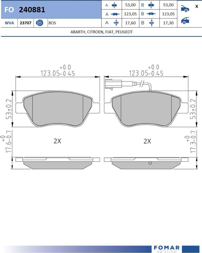 FOMAR Friction FO 240881 - Bremžu uzliku kompl., Disku bremzes www.autospares.lv